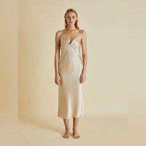NWT Olivia Von Halle Issa Silk Slip Dress - Seashell in Medium
